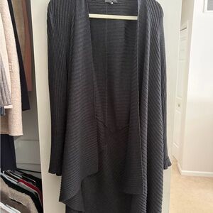 Eileen Fisher Dark Gray Ribbed Open Cardigan